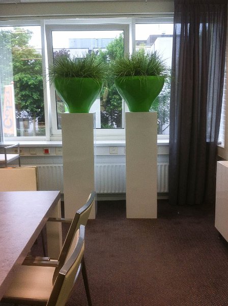 witte zuil groene schaal gras 2-4